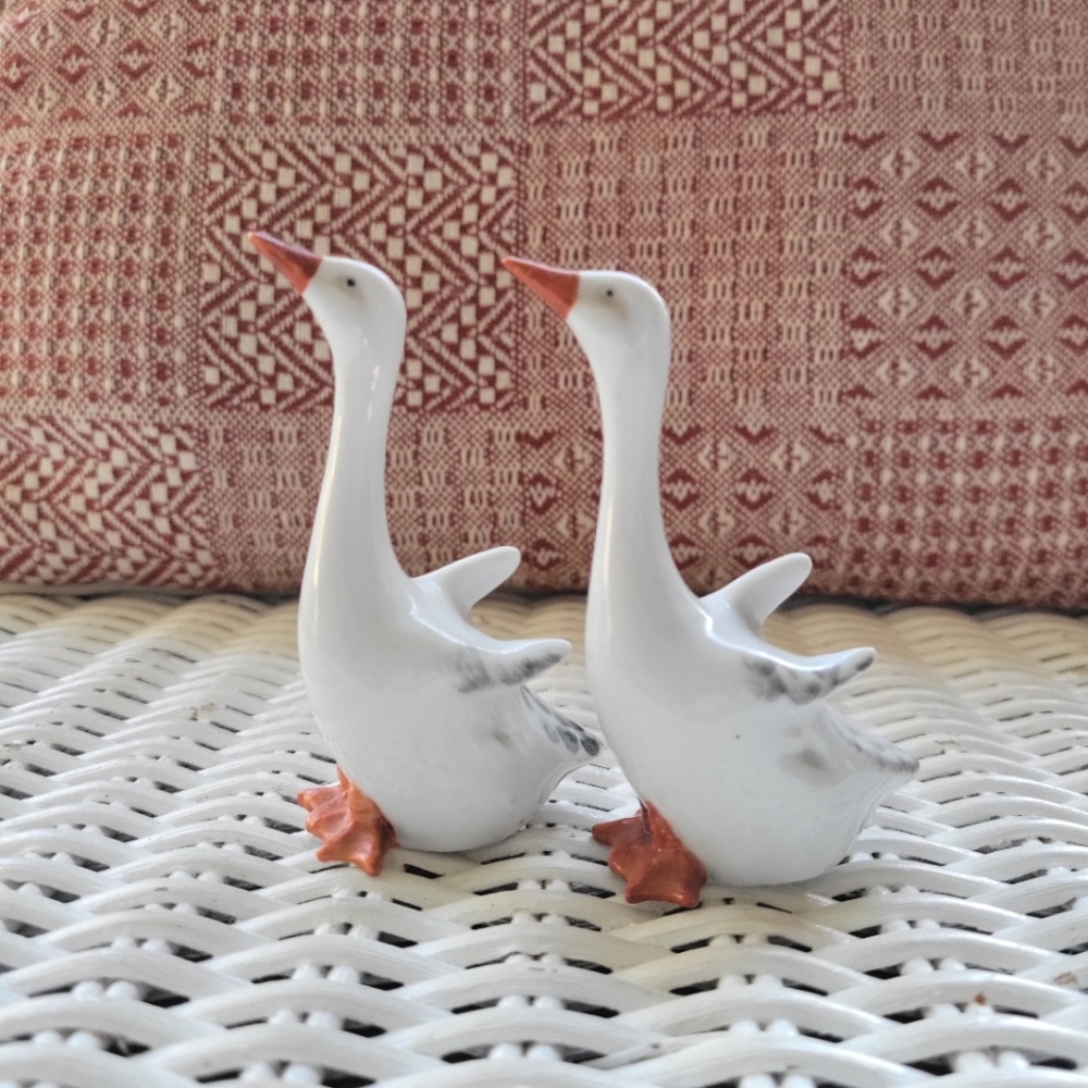 Two Vintage porcelain geese